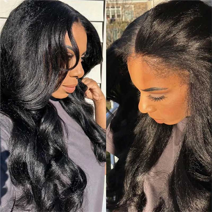 $100 off Flash Sale | 4C Kinky Edges Hairline Glueless Kinky Straight 8x5 HD Lace Closure Wig Pre Plucked & Bleached Ready to Go