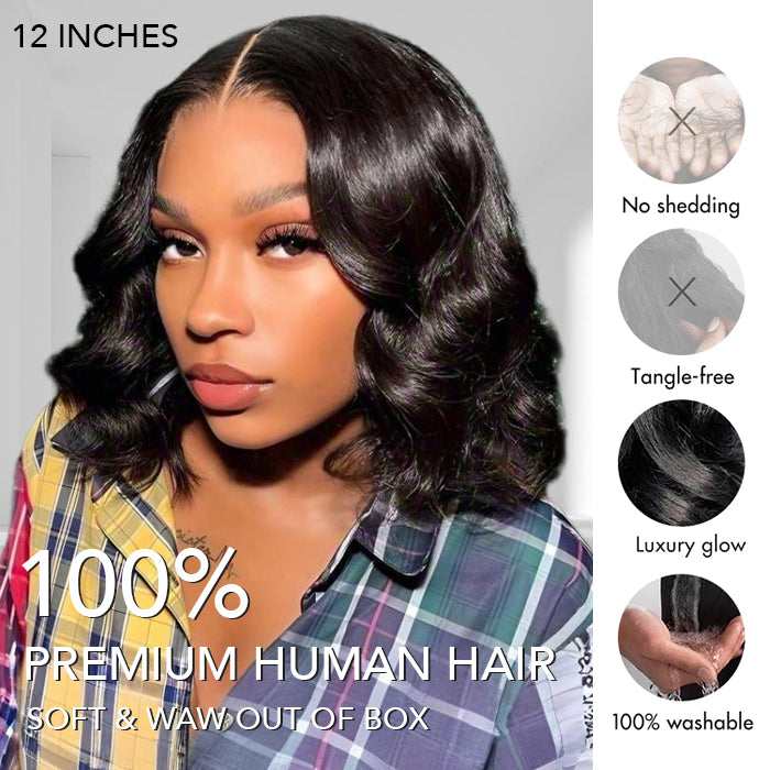 10" = $89 Short Bob Wig Loose Body Wave Pre Plucked HD Lace Human Hair Wig Beginner Friendly Glueless