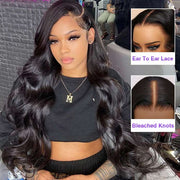 Pre Bleached Knots Body Wave Human Hair Wig 13*6 Invisible HD Lace Front Wig