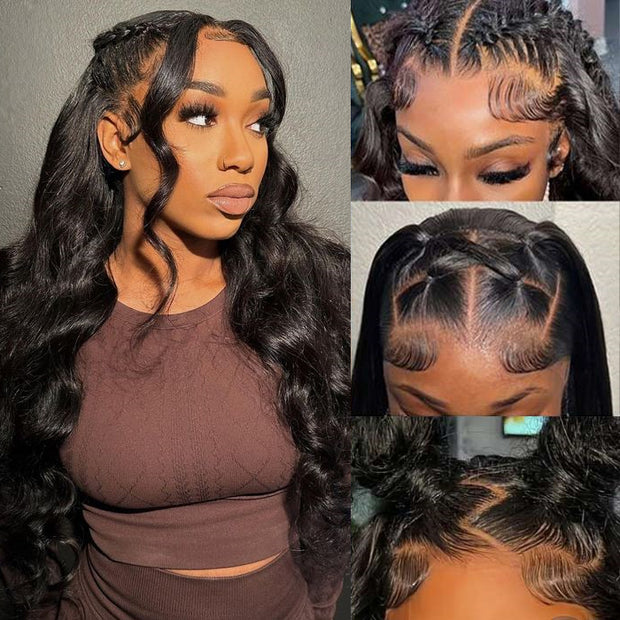 Pre Bleached Knots Body Wave Human Hair Wig 13*6 Invisible HD Lace Front Wig