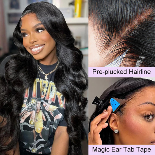 Glueless Loose Body Wave Pre Cut 13x6 Frontal HD Lace Human Hair Wigs Beginner Friendly