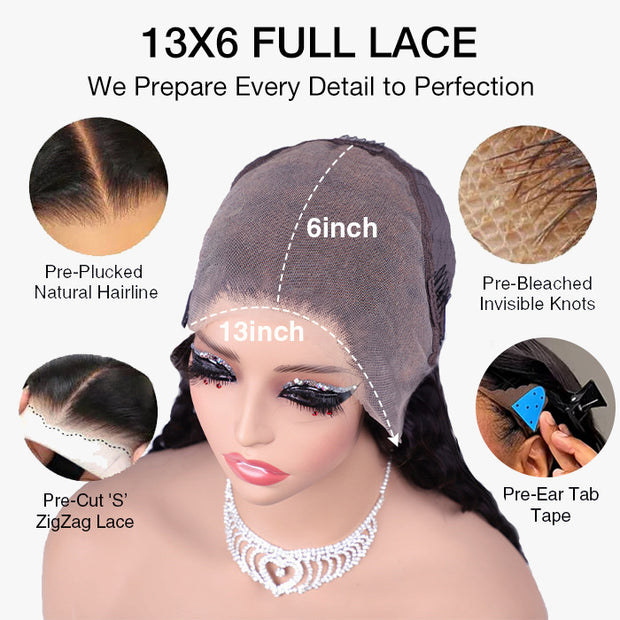 Glueless Loose Body Wave Pre Cut 13x6 Frontal HD Lace Human Hair Wigs Beginner Friendly