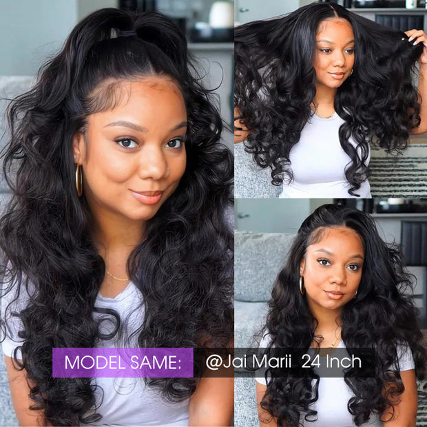 Glueless Loose Body Wave Pre Cut 13x6 Frontal HD Lace Human Hair Wigs Beginner Friendly