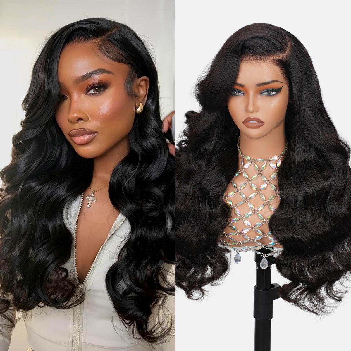 Full 13x6 Lace Frontal Wig Skin Melt HD Lace Wig Body Wave Pre Plucked & Bleached Glueless Wig