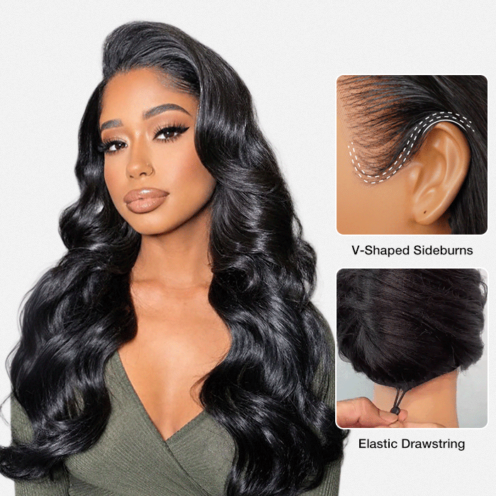 Pre-Curled Body Wave Full 13x4 13x6 Pre-Cut HD Lace Frontal Glueless Wig With Drawstring Cap