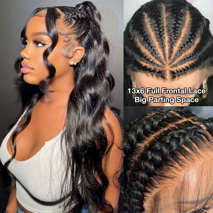 Full 13x6 Lace Frontal Wig Skin Melt HD Lace Wig Body Wave Pre Plucked & Bleached Glueless Wig