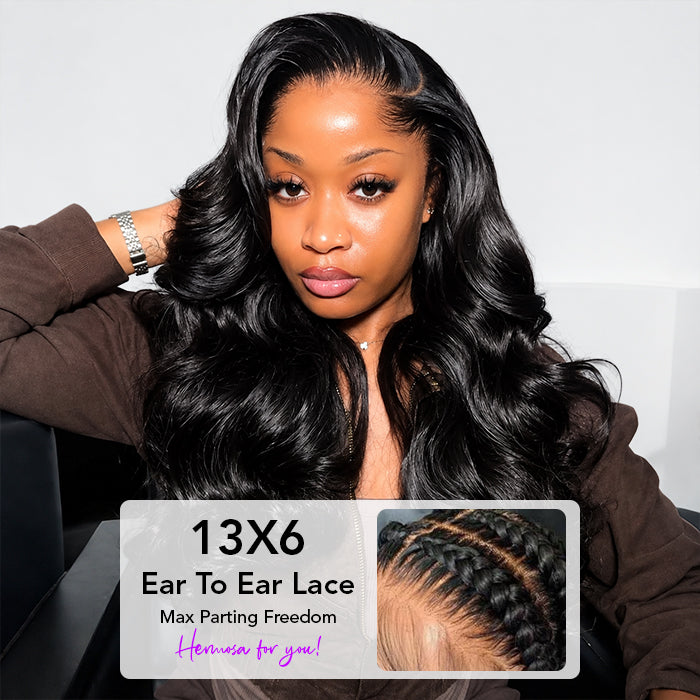 Full 13x6 Lace Frontal Wig Skin Melt HD Lace Wig Body Wave Pre Plucked & Bleached Glueless Wig