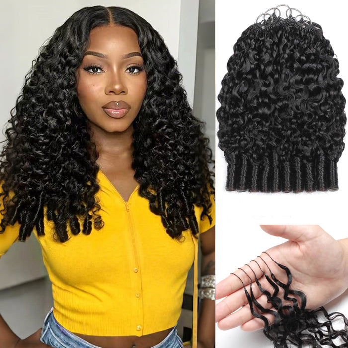 Feather Crochet Hair Burmese Curly Knotless Pre-Looped Lightweight Seamless Blend Hair Extension