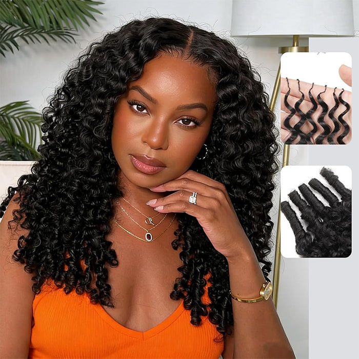 Feather Crochet Hair Burmese Curly Knotless Pre-Looped Lightweight Seamless Blend Hair Extension