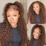 Glueless Ready & Go Wig Curly Hair 8*5 Pre Cut HD Lace Closure Wigs #4 Chocolate Brown Color
