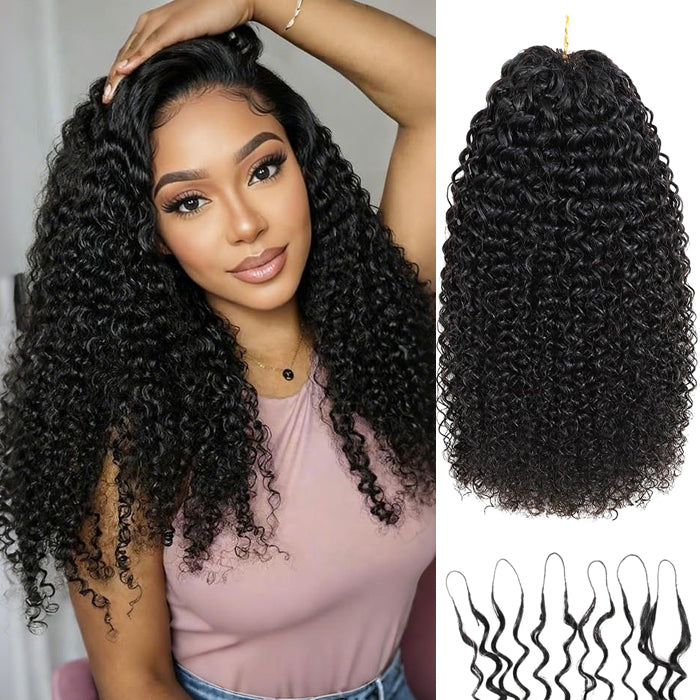 Feather Crochet Hair Curly Pre-Looped Lightweight Human Hair Extension Protective Hairstyle