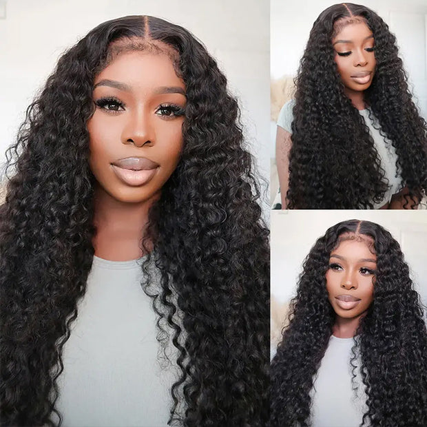4C Edges Hairline Wig Deep Wave 8x5/13x6 HD Lace Front Wigs Human Hair With Curly Baby Hair Realistic Hairline
