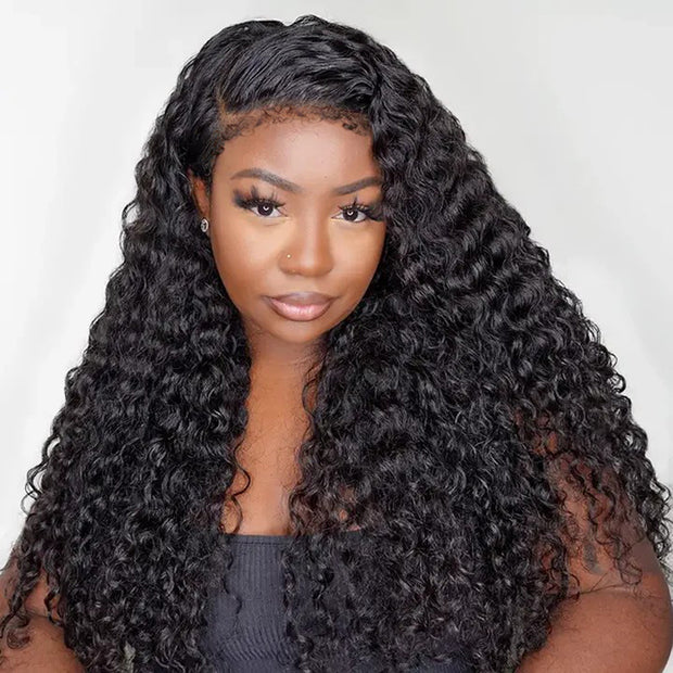 4C Edges Hairline Wig Deep Wave 8x5/13x6 HD Lace Front Wigs Human Hair With Curly Baby Hair Realistic Hairline