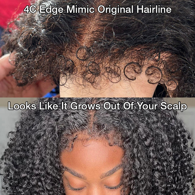 4C Edges Hairline Wig Deep Wave 8x5/13x6 HD Lace Front Wigs Human Hair With Curly Baby Hair Realistic Hairline
