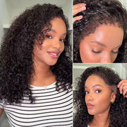 4C Curly Edges Hairline Glueless Curly Lace Front Human Hair Wig With Super Natural Hairline 220% Density