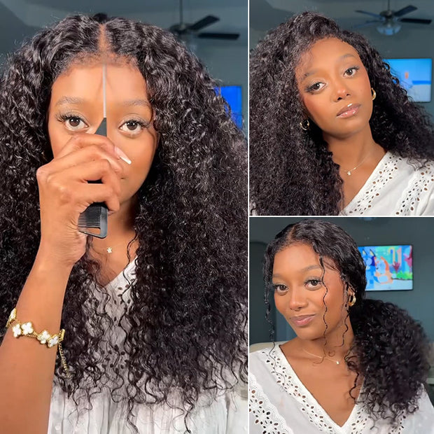 4C Curly Edges Hairline Glueless Curly Lace Front Human Hair Wig With Super Natural Hairline 220% Density