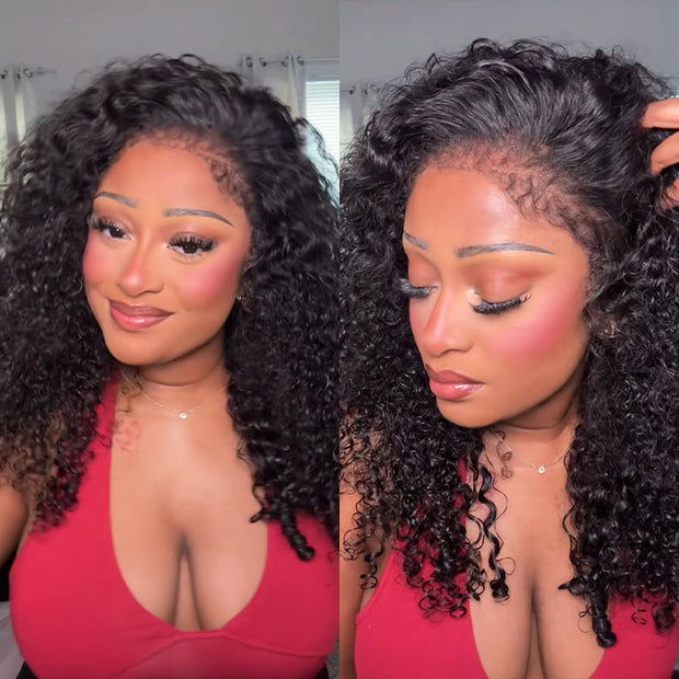 4C Curly Edges Hairline Glueless Curly Lace Front Human Hair Wig With Super Natural Hairline 220% Density