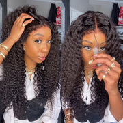 4C Curly Edges Hairline Glueless Curly Lace Front Human Hair Wig With Super Natural Hairline 220% Density