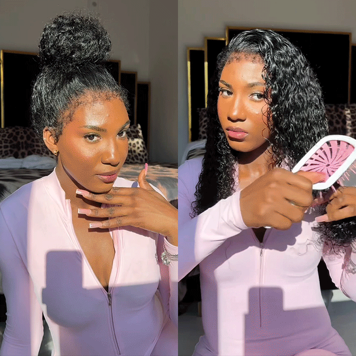 4C Curly Edges Invisi-String Snug Fit 360 Curly Lace Front Human Hair Wig Pre Bleached Knots with Curly Baby Hair All Around