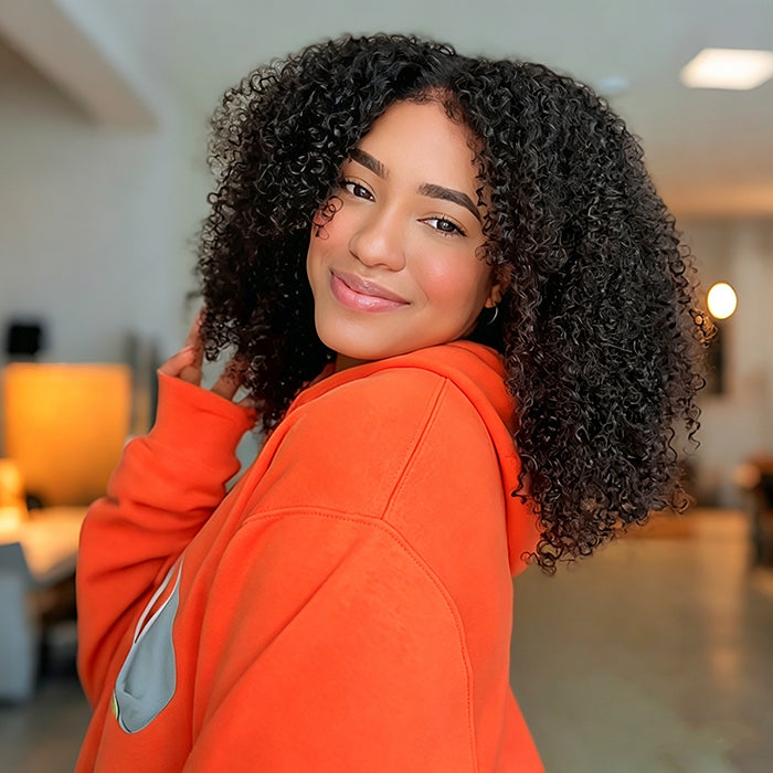 18" = $129 Glueless 4C Kinky Edge Afro Kinky Curly Human Hair Wig Pre Cut HD Lace Skin Melt Wigs Natural Hairline