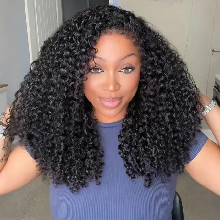 4C Curly Edges Hairline Glueless Curly Lace Front Human Hair Wig With Super Natural Hairline 220% Density