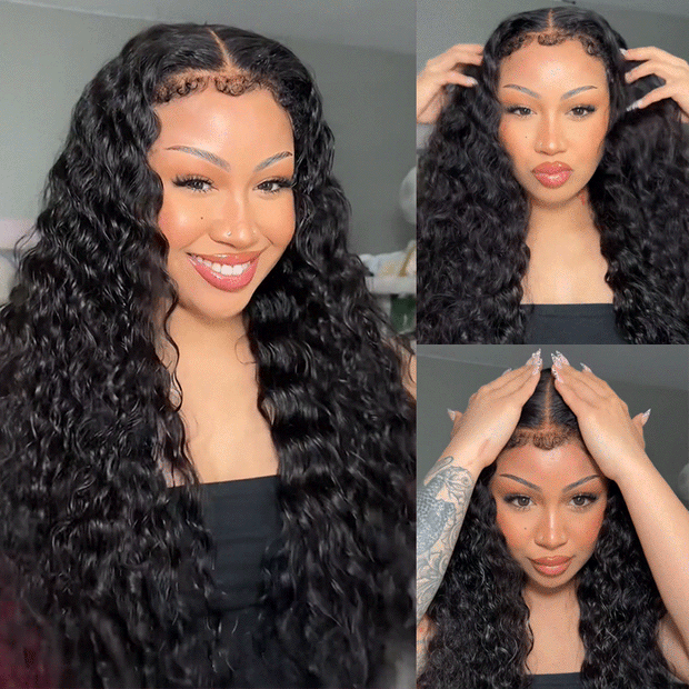 4C Edges Hairline Wig Deep Wave 8x5/13x6 HD Lace Front Wigs Human Hair With Curly Baby Hair Realistic Hairline