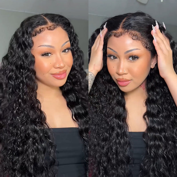4C Edges Hairline Wig Deep Wave 8x5/13x6 HD Lace Front Wigs Human Hair With Curly Baby Hair Realistic Hairline