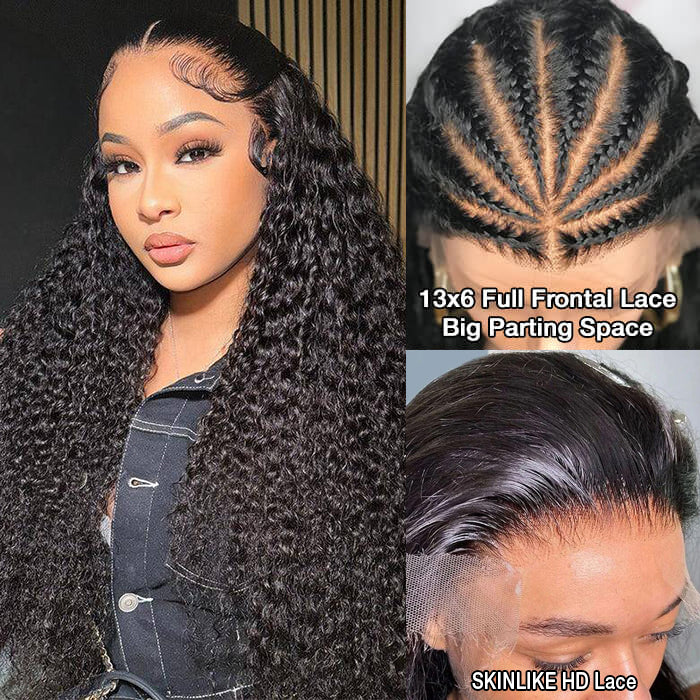 Pre Bleached Knots Curly Wigs 13x6 HD Lace Frontal Wig With  display picture 1