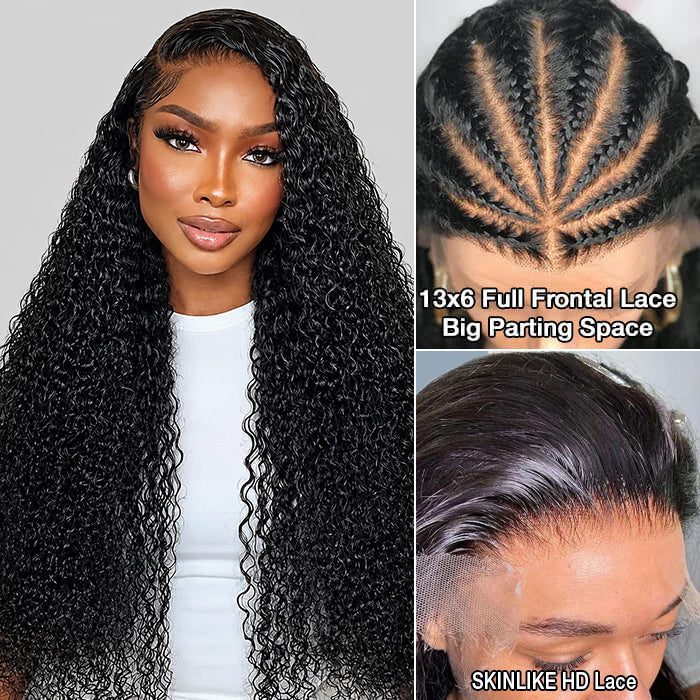 13x6 Invisible HD Lace Curly Human Hair Wigs With Elastic Drawstring Low Maintenance Glueless Wigs For Women