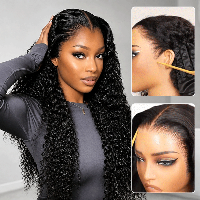 Glueless HD Lace Curly Human Hair Wig Pre Plucked 13x6 Lace Front Wigs For Women