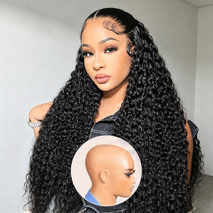 13x6 Invisible HD Lace Curly Human Hair Wigs With Elastic Drawstring Low Maintenance Glueless Wigs For Women