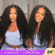 Pre Bleached Knots Curly Wigs 13x6 HD Lace Frontal Wig With Elastic Drawstring Glueless Wig Human Hair