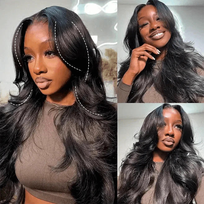 Face-Framing Curtain Bangs Body Wave Glueless 8×5 Pre-Cut HD Lace Wig Human Hair Wig With Layers Ship in 24H