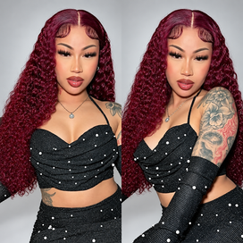 13x6 HD Lace Front Wig 99J Burgundy Colored Human Hair Wigs with Pre Plucked Hairline