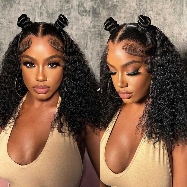 Put on go® Glueless Deep Wave Bob Wig 8x5 Closure HD Lace Huma Hair Pre Cut Lace & Plucked & Bleached