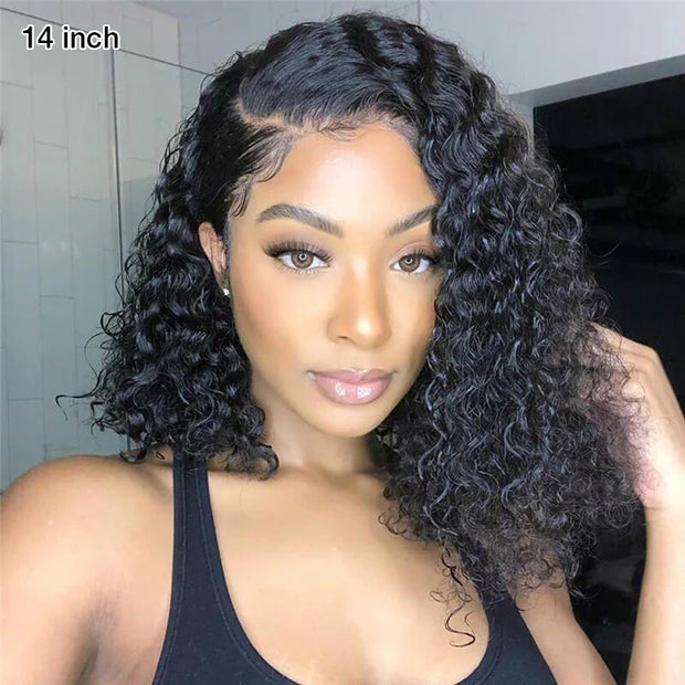 Put on go® Glueless Deep Wave Bob Wig 8x5 Closure HD Lace Huma Hair Pre Cut Lace & Plucked & Bleached