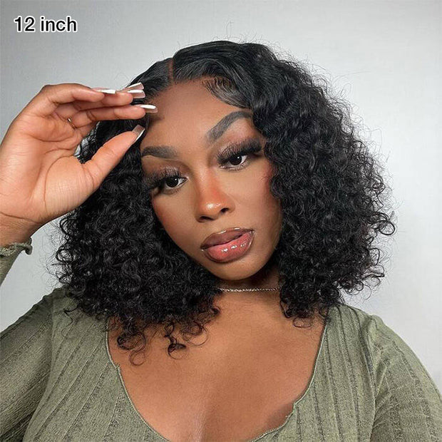 Put on go® Glueless Deep Wave Bob Wig 8x5 Closure HD Lace Huma Hair Pre Cut Lace & Plucked & Bleached