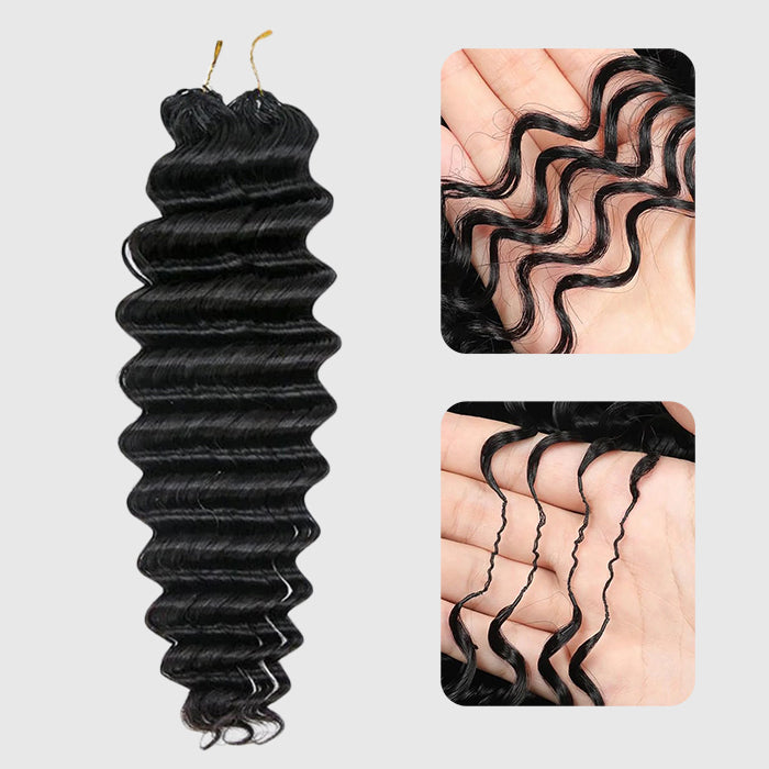 Human Crochet Hair Pre Looped Deep Wave Lightweight Crochet Real Human Hair Extensions
