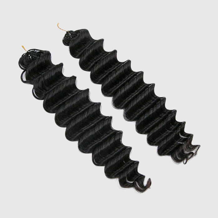 Human Crochet Hair Pre Looped Deep Wave Lightweight Crochet Real Human Hair Extensions