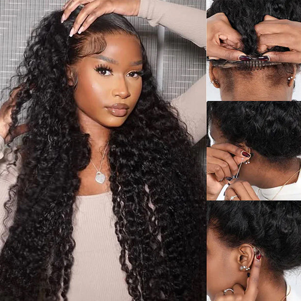 360 Full Lace Glueless Deep Wave Wigs with Invisi-String  display picture 3