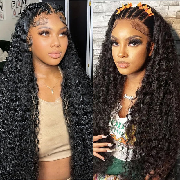 13x6 Full Lace Frontal Water Wave Wig Pre Bleached Glueless Lace Human Hair Wigs Super Secure
