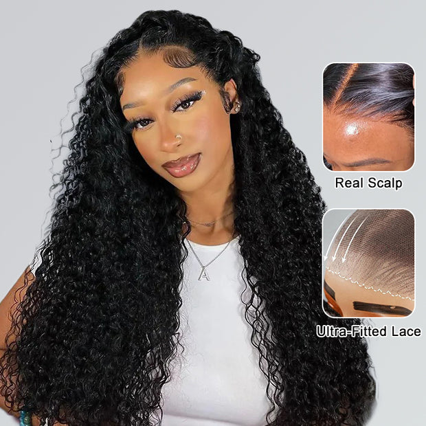 Put on go® Glueless Deep Wave 8x5 HD Lace Closure Wig Invisible Knots Large & Small Cap Size