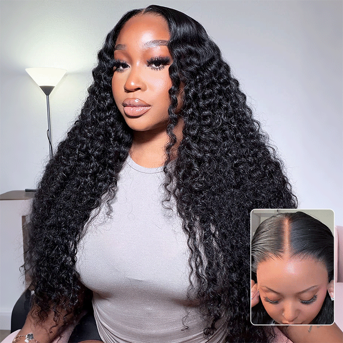 Deep Wave Wig Ear-to-ear Glueless 13x6 Full Frontal HD Lace Wig with Drawstring Friendly To All Heads