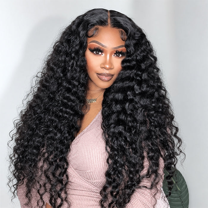 13x6 Pre-All Glueless Lace Frontal Wig Pre Cut Ear to Ear Lace Glueless Deep Wave Wigs
