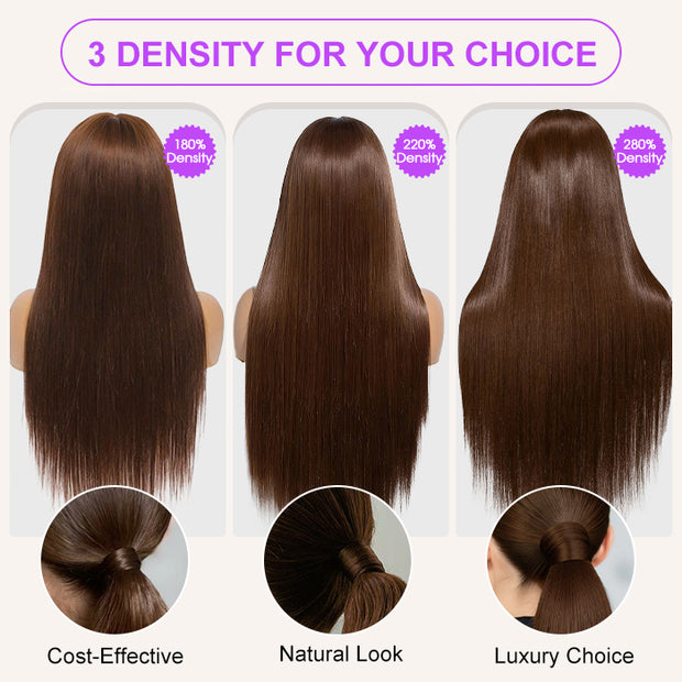 #4 Chocolate Brown 13x4 HD Lace Front Wigs Human Hair Wigs For Women Pre Plucked