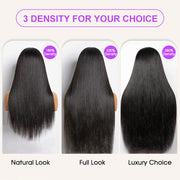 Straight 13x6 Full Frontal Wig Skin Melt HD Lace Wig Pre Plucked & Bleached Glueless Wig For Women