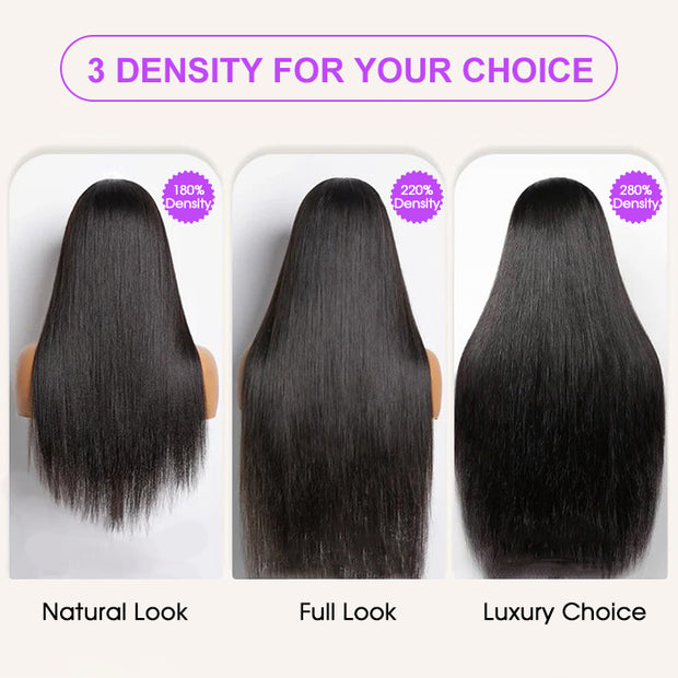 Straight 13x6 Full Frontal Wig Skin Melt HD Lace Wig Pre Plucked & Bleached Glueless Wig For Women