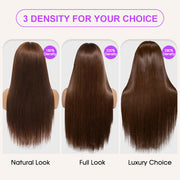 #4 Chocolate Brown 13x4 HD Lace Front Wigs Human Hair Wigs For Women Pre Plucked