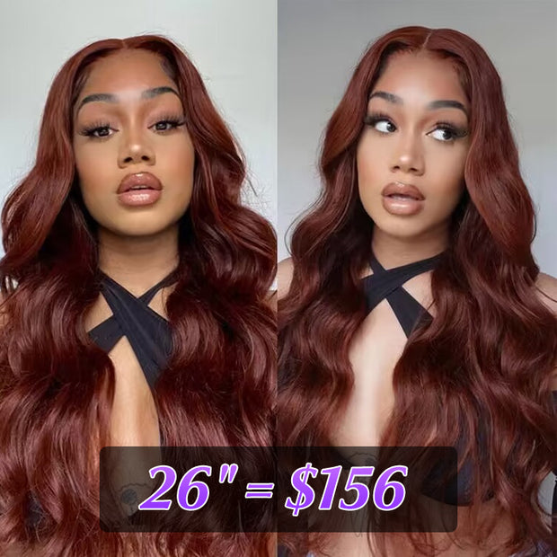 #33 Reddish Brown Color Glueless 8*5 Pre Cut HD Lace Closure Wigs Ready & Go Wig
