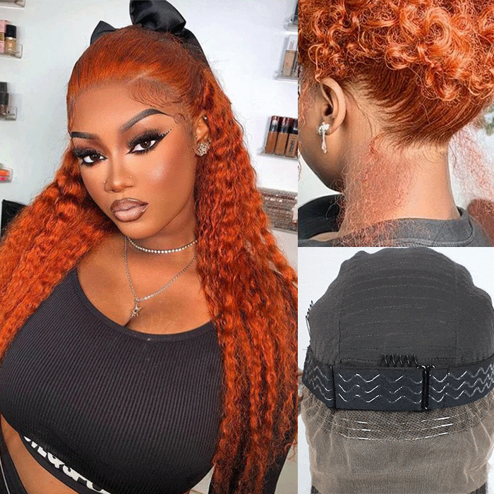 ginger orange deep wave hd lace wig